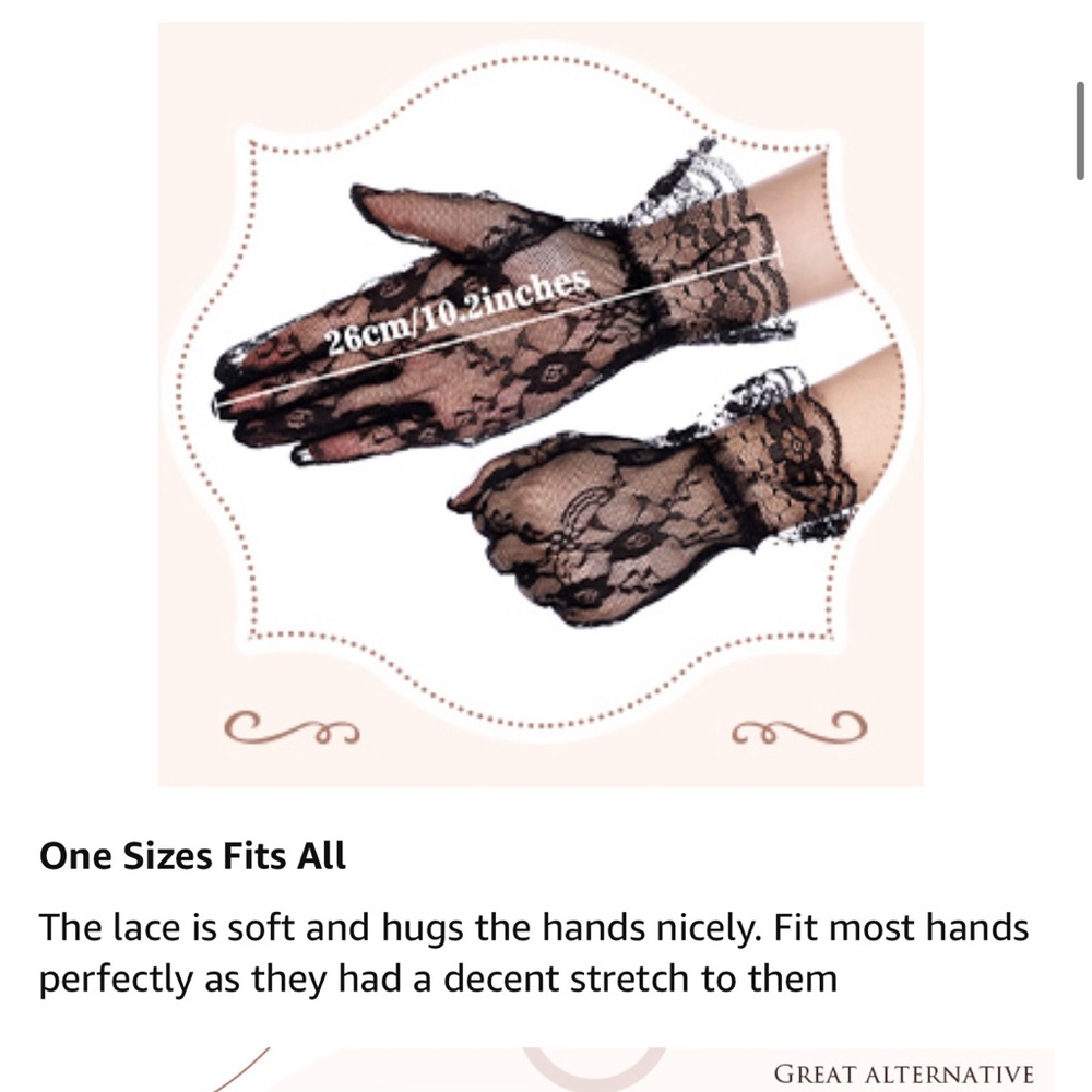 Black lace gloves & Feather Bow Mesh Clip on Halloween - Picture 7 of 12